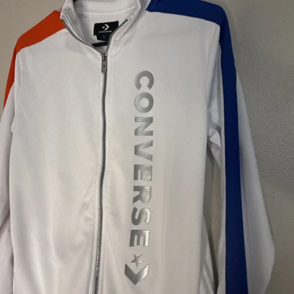 Converse Chuck‎ Taylor Full Zip Track Jacket White Blue Red Athletic Boys Large